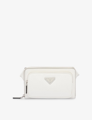 PRADA: Brand-plaque Saffiano-leather cross-body bag