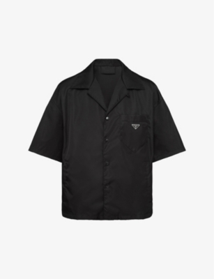 Shop Prada Mens Black Re-nylon Boxy-fit Recycled-nylon Shirt