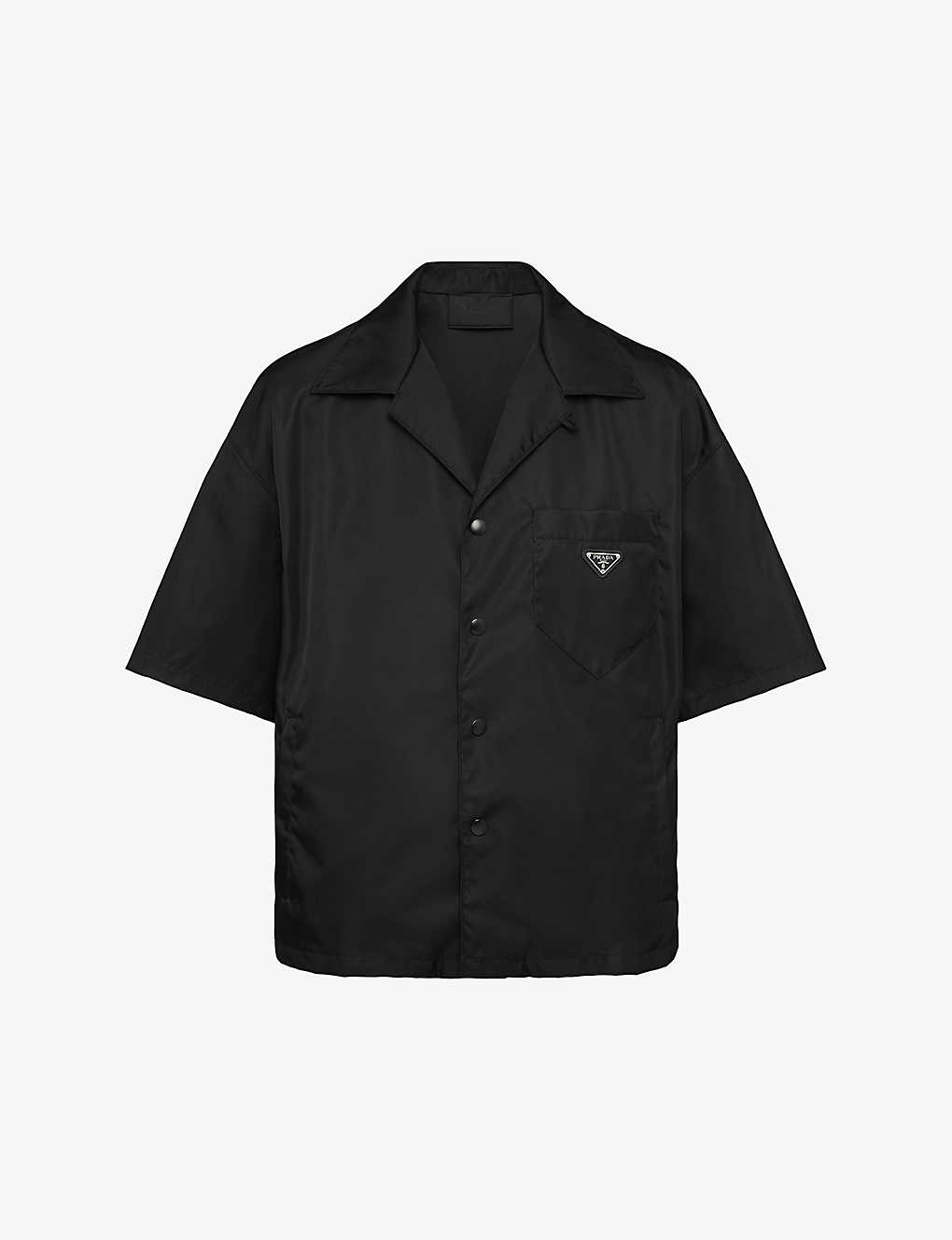 Shop Prada Mens Black Re-nylon Boxy-fit Recycled-nylon Shirt