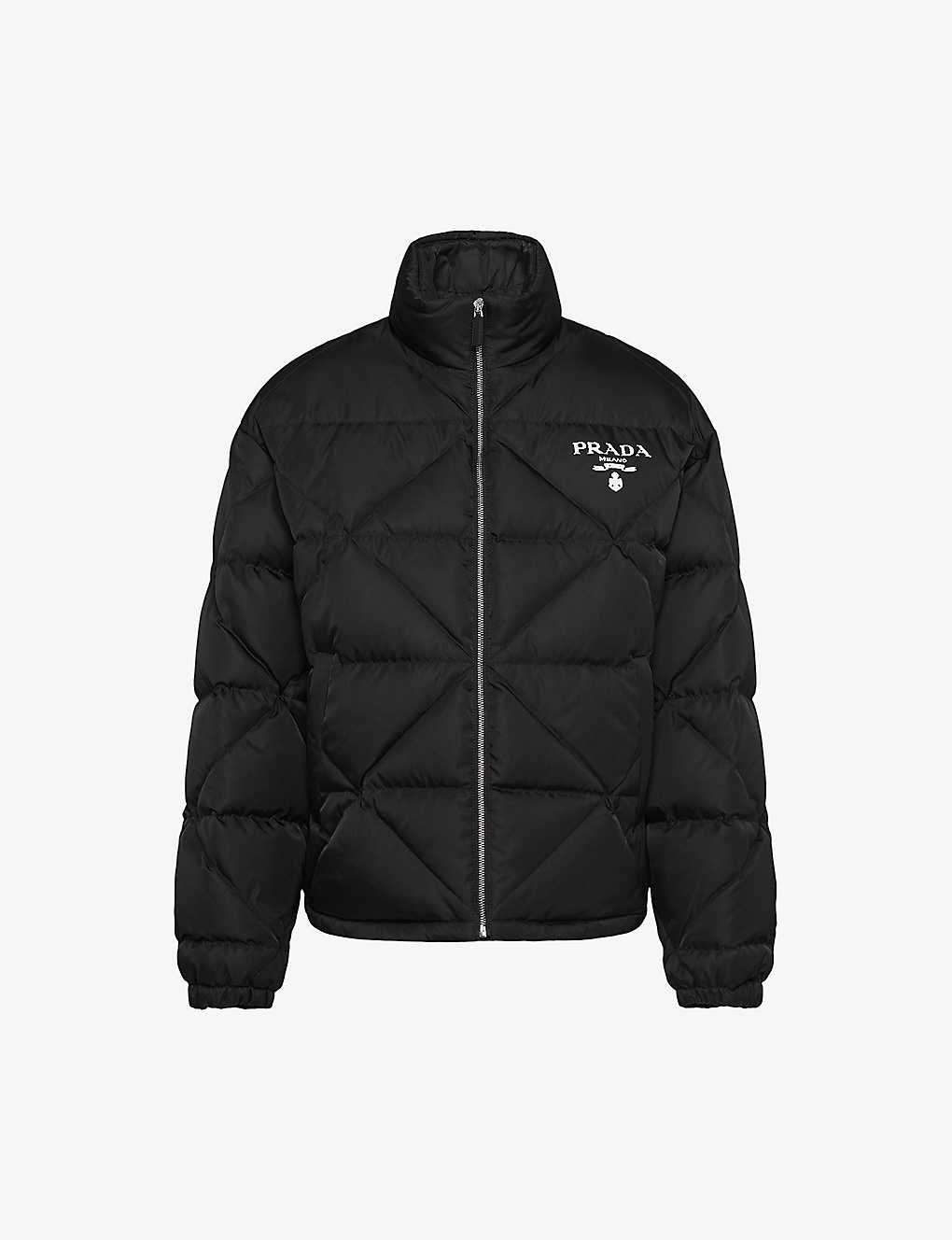 Shop Prada Mens Black Re-nylon Quilted Recycled-nylon Jacket
