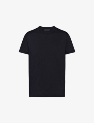 Shop Prada Slim-fit Crew-neck Cotton T-shirts Pack Of Three In Black
