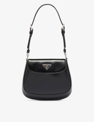 Prada Black Cleo Brushed Mini Leather Shoulder Bag