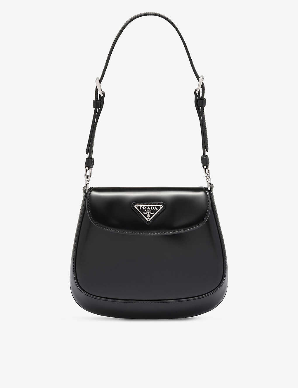 Prada Black Cleo Brushed Mini Leather Shoulder Bag