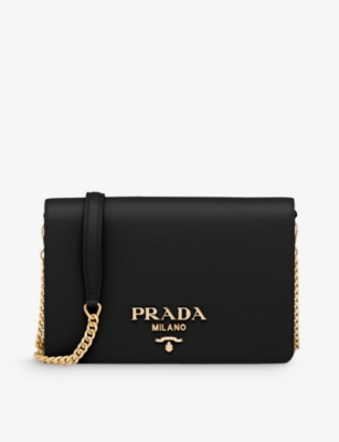 PRADA: Brand-plaque mini Saffiano-leather cross-body bag