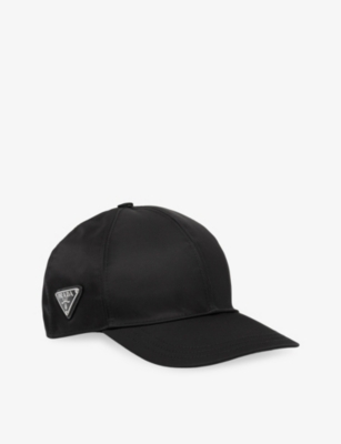 Prada Womens Black Logo-plaque Recycled-nylon Baseball Cap