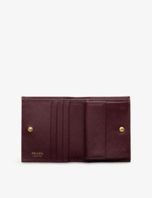 PRADA: Logo-plaque small saffiano leather wallet