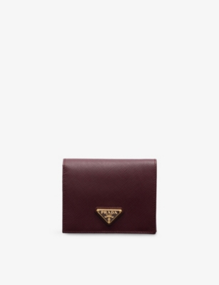PRADA: Logo-plaque small saffiano leather wallet