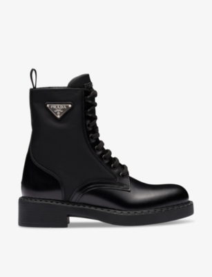 Prada Re-nylon Pouch Detail High-top Sneakers In Black