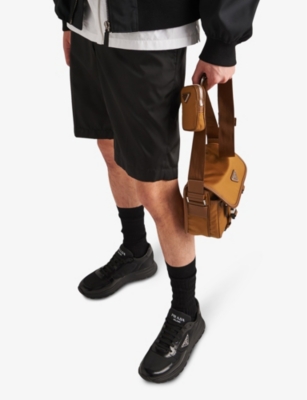 PRADA: Re-Nylon brand-plaque leather and nylon low-top trainers