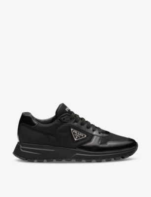 PRADA - Re-Nylon brand-plaque leather and recycled-nylon low-top trainers