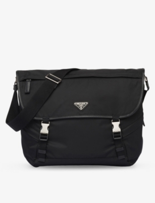 Prada Black Re-nylon Buckled Recycled-nylon And Leather Cross-body Bag