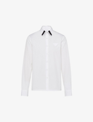 PRADA: Brand-patch contrast-panel cotton shirt
