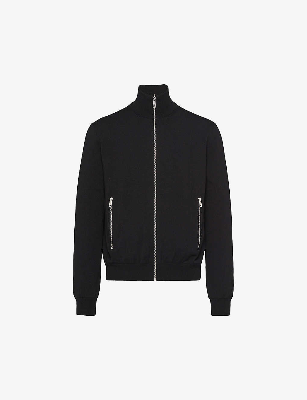Shop Prada Reversible Brand-plaque Wool And Nylon Jacket In Black
