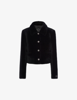 Prada Long-sleeved Button Leather Jacket In Black