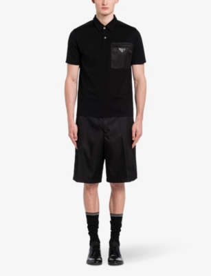 PRADA: Brand-plaque nylon-pocket stretch-cotton polo shirt