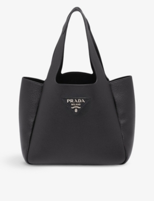 PRADA: Brand-patch medium leather tote bag