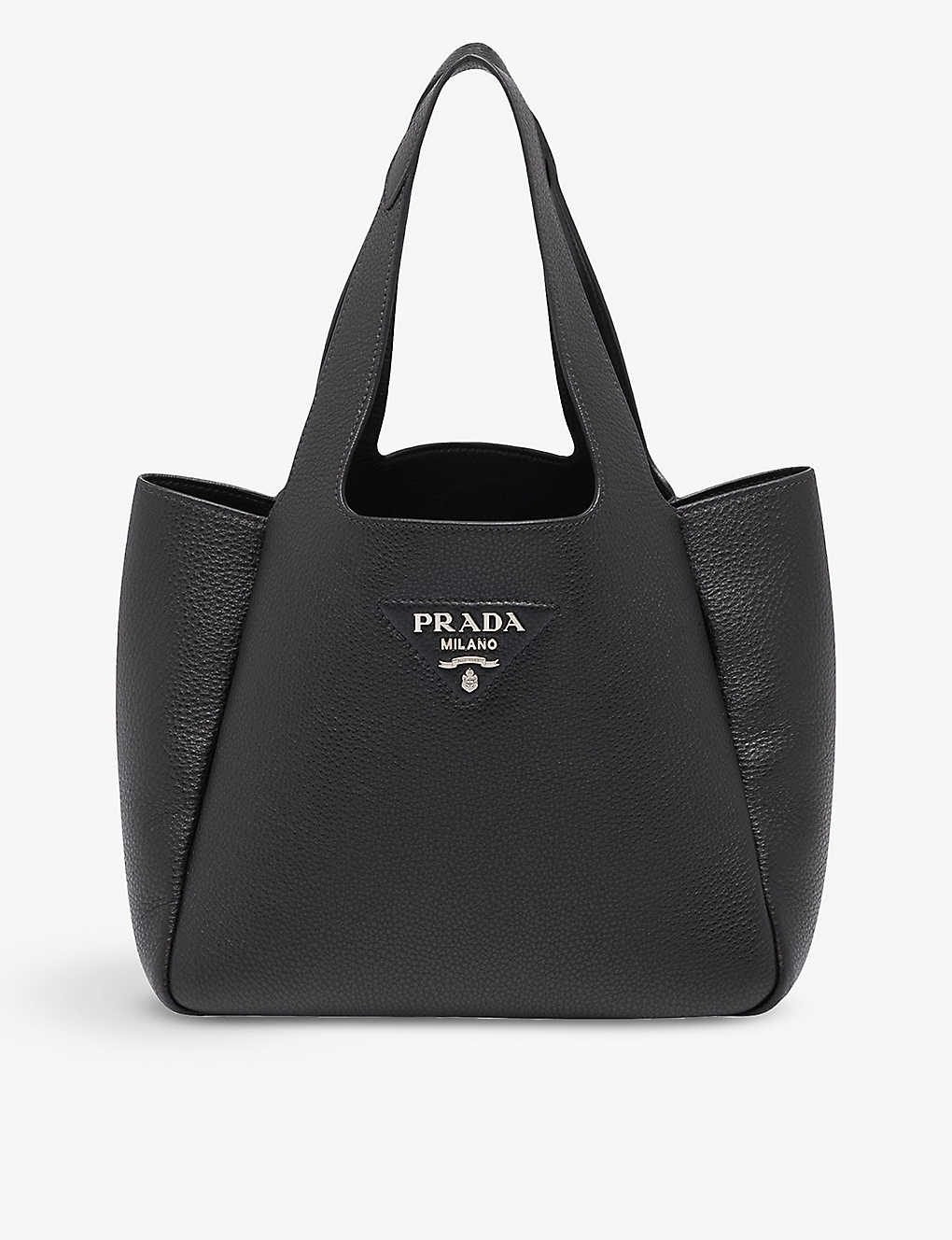 Prada Womens Black Brand-patch Medium Leather Tote Bag