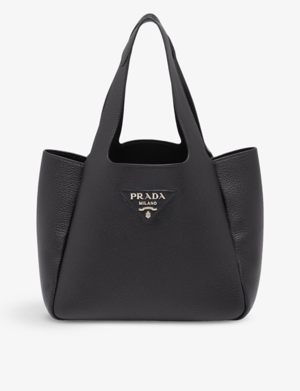 Brand-patch medium leather tote bag