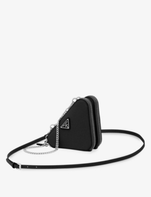 PRADA TRIANGLE-SHAPED MINI LEATHER CROSS-BODY BAG