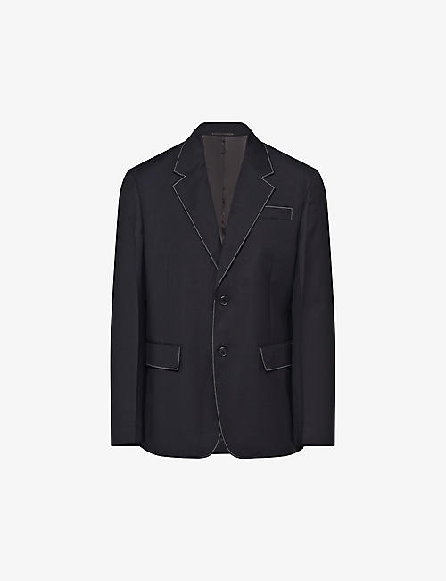 PRADA: Single-breasted contrast-trim wool jacket