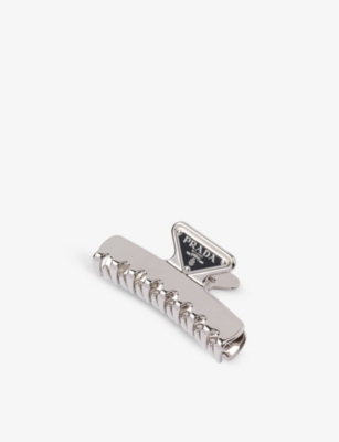 PRADA: Brand-plaque silver-tone brass hair clip