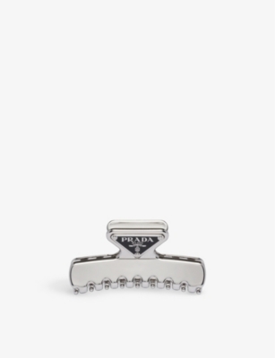 PRADA: Brand-plaque silver-tone brass hair clip