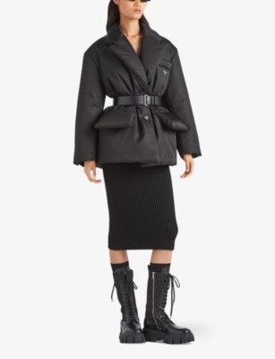 PRADA: Re-Nylon belted recycled nylon-down jacket