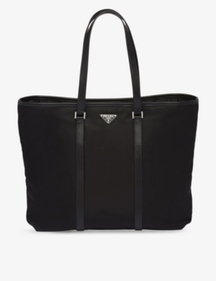 Prada Black Re-nylon Leather And Recycled-nylon Tote Bag