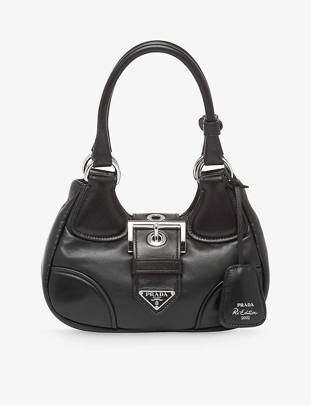 Prada Womens Black Moon Leather Shoulder Bag