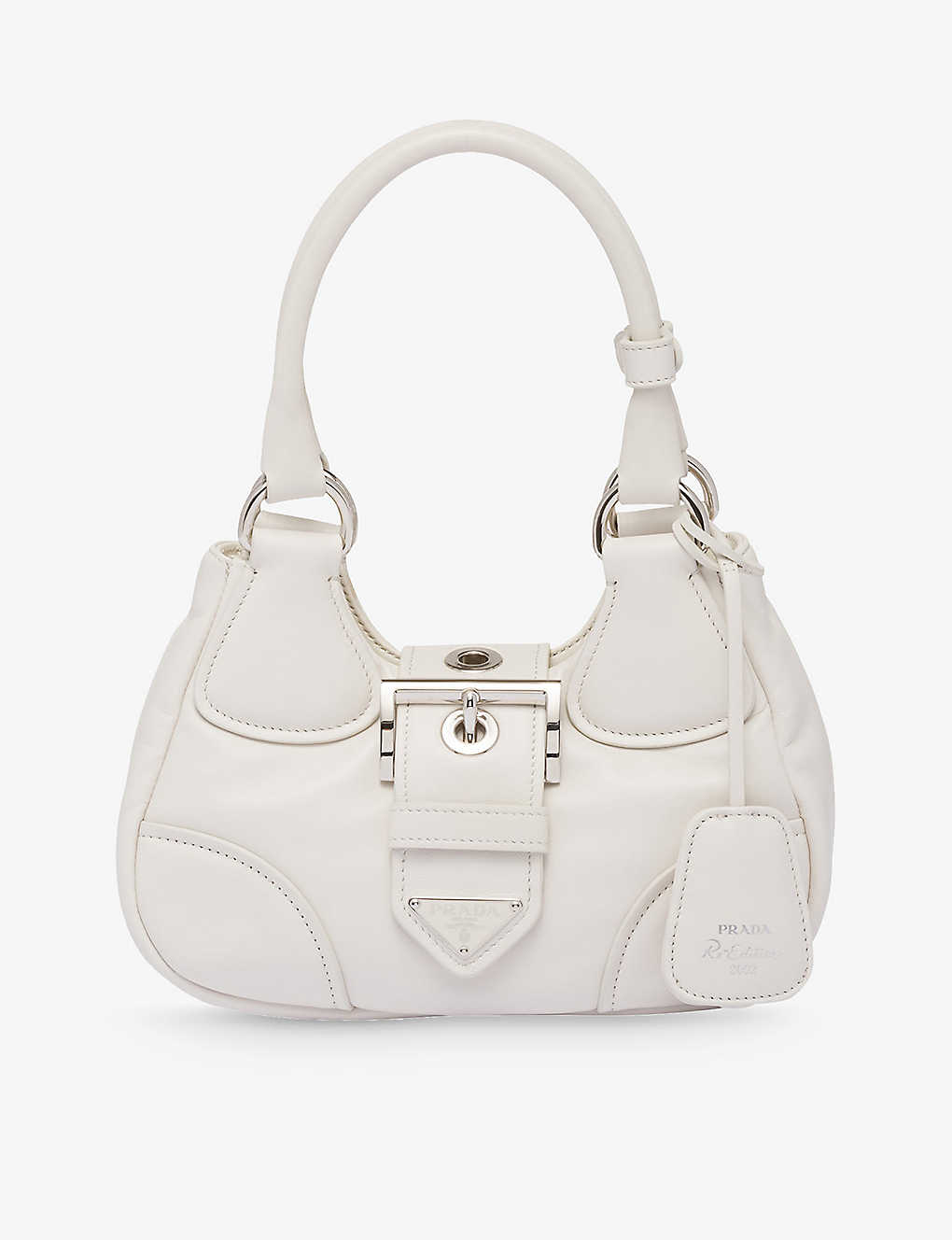 Prada Womens White Moon Leather Shoulder Bag