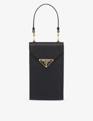 Brand-plaque mini Saffiano-leather tote bag