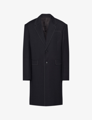 PRADA: Single-breasted brand-patch oversized wool coat