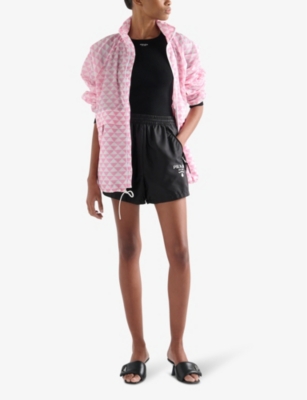 Prada Womens Black Logo-embellished Re-nylon Recycled-polyamide Shorts In Black