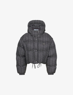 PRADA: Re-Nylon logo-print recycled-polyamide shell-down jacket