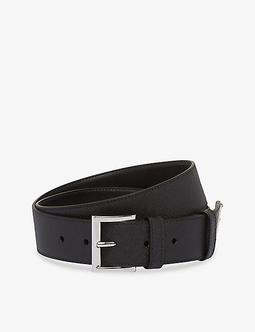 PRADA: Logo-embellished leather belt