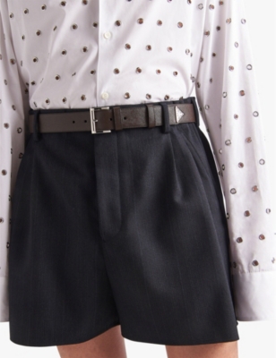 PRADA: Logo-embellished leather belt