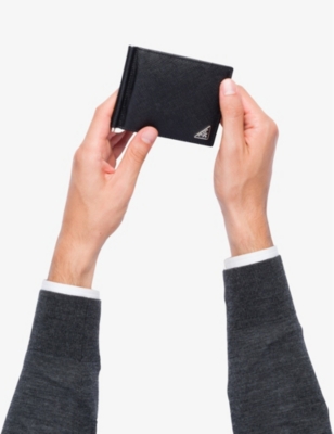 Logo-plaque leather wallet