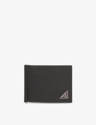 PRADA Logo plaque leather wallet Selfridges