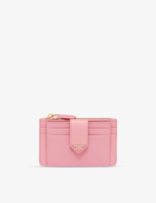 Prada Leather Logo-detail Card Holder In Pink