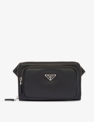 PRADA: Logo-plaque leather belt bag