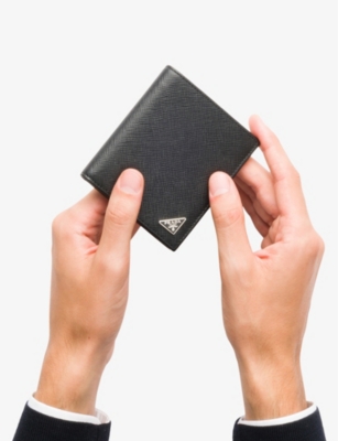 Logo-plaque leather wallet