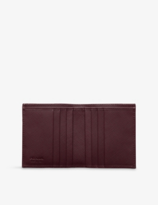 PRADA: Logo-plaque leather wallet