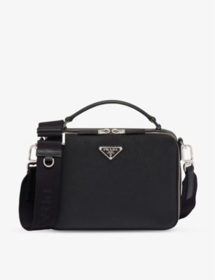 PRADA: Brique medium Saffiano-leather bag