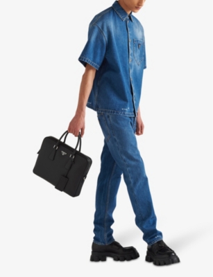 PRADA: Brand-plaque Saffiano-leather work bag