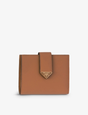 PRADA: Brand-plaque small grained-leather wallet
