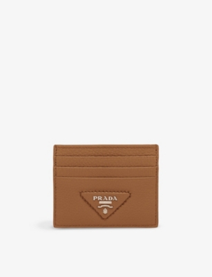 PRADA: Brand-plaque grained-leather card holder