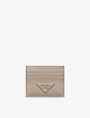 PRADA: Brand-plaque grained-leather card holder
