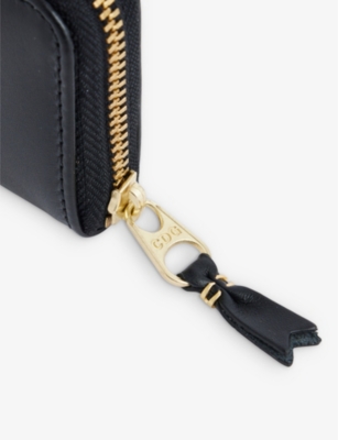 Shop Comme Des Garçons Half-zip Leather Coin Purse In Black