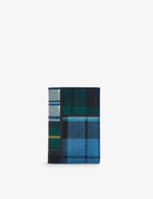 COMME DES GARCONS: Tartan-print branded wool wallet