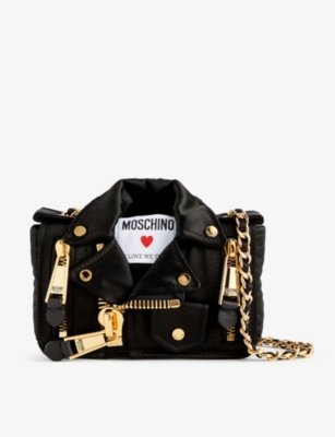 MOSCHINO: In Love We Trust Biker satin shoulder bag